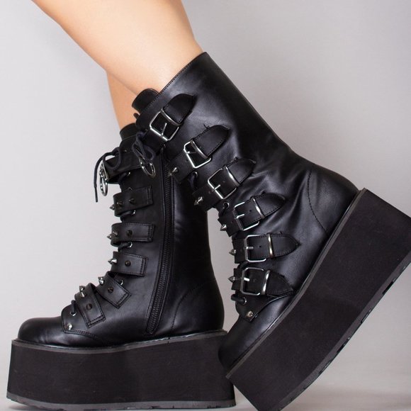 Demonia DAMNED 225 Dark Soul Black Platform Boots
